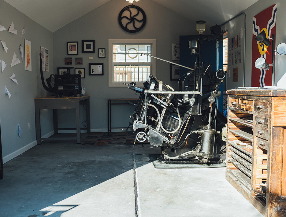 Paper Schmaper letterpress design studio interior